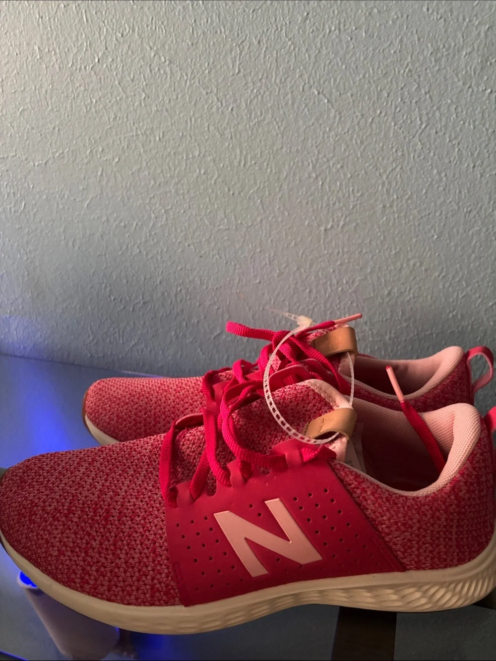 New Balance Pink and Coral Knit Running Shoes